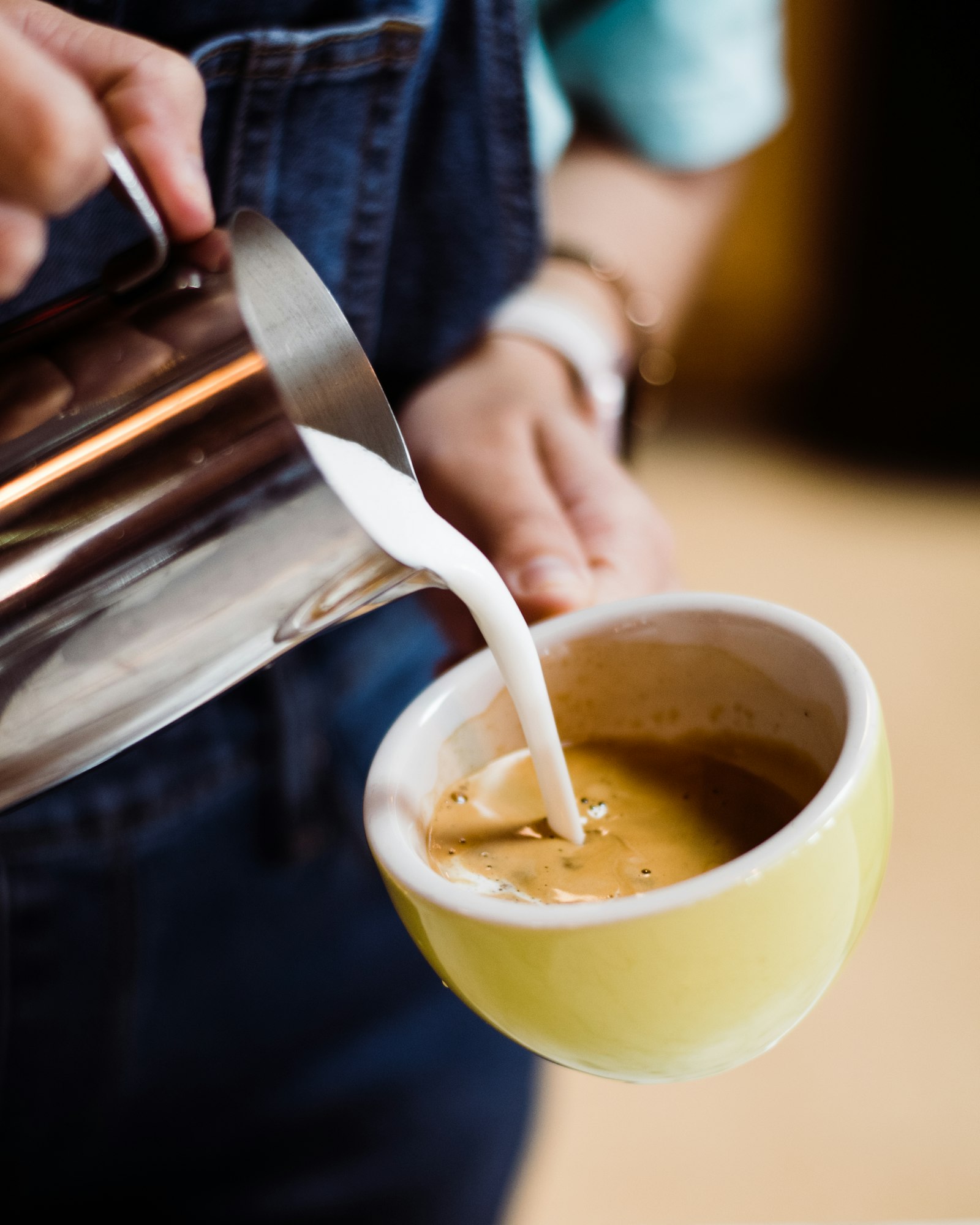 A pour-over coffee being prepared at Ember & Oak.